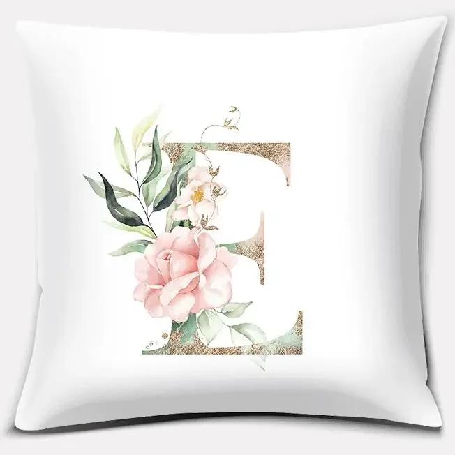 Green Flower Letter Series Pillow Gift Home Office Decoration  Bedroom Sofa Car Cushion Cover Case