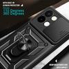 For vivo Y28 4G Case with Slide Camera Lid PC+TPU Kickstand Phone Cover