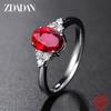925 Silver Round Sapphire Ring for Women Fashion Wedding Jewelry