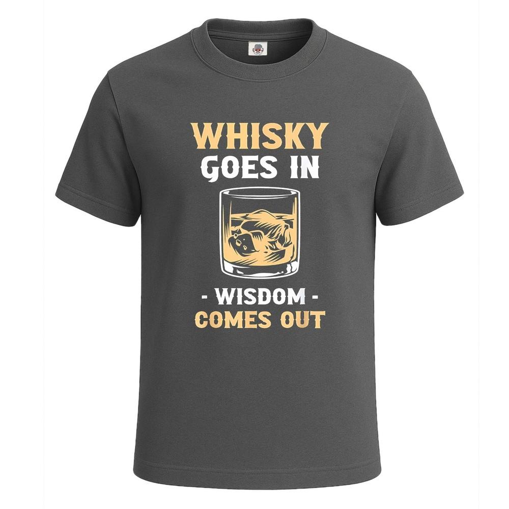 Whiskey goes in wisdom comes out whiskey graphic mens t shirt funny shirt top 2XL