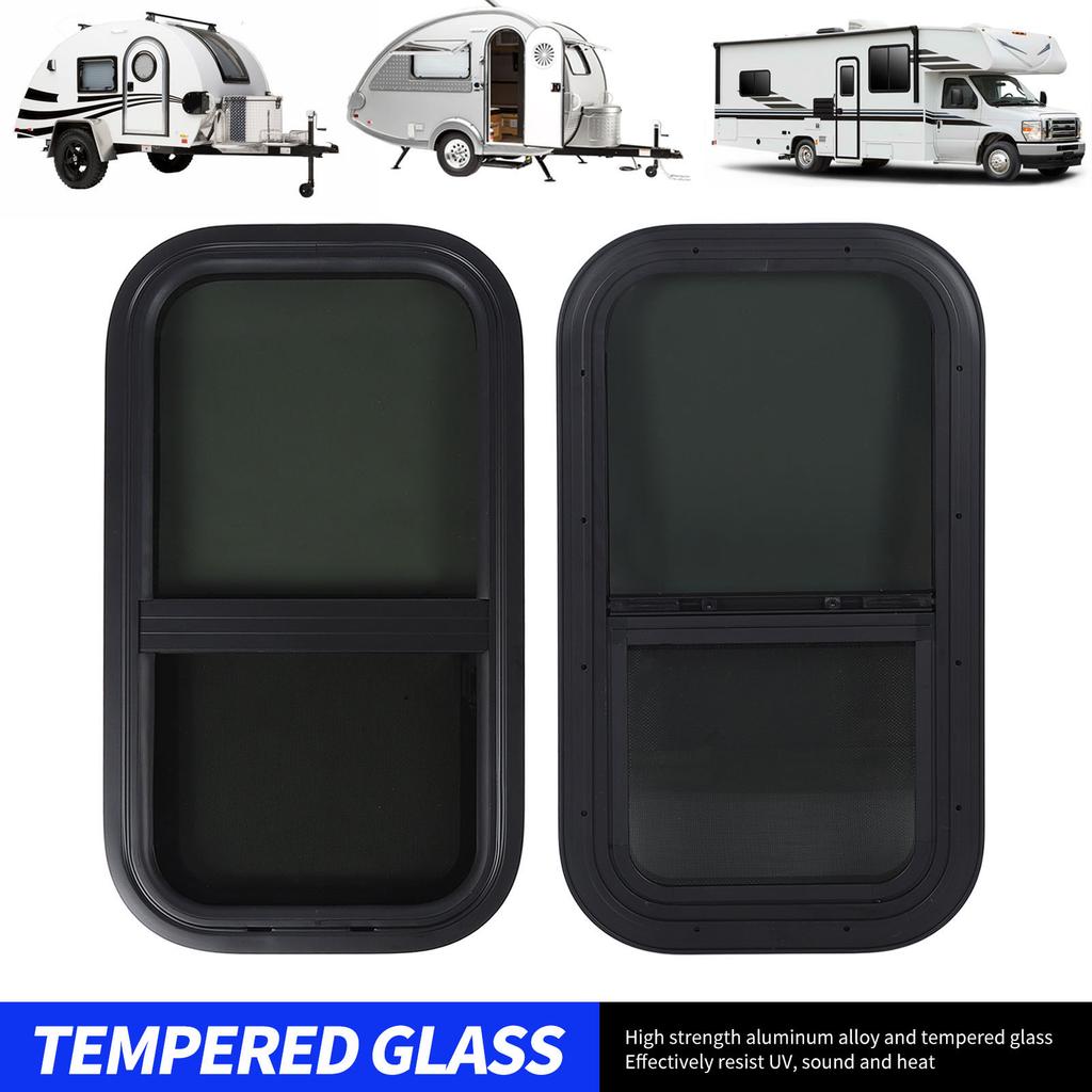 12.2x22.36in Wohnmobilfenster Vertikal Schiebbar Mit Herausnehmbarem Fliegennetz Gehärtetes Glas Aluminiumlegierung