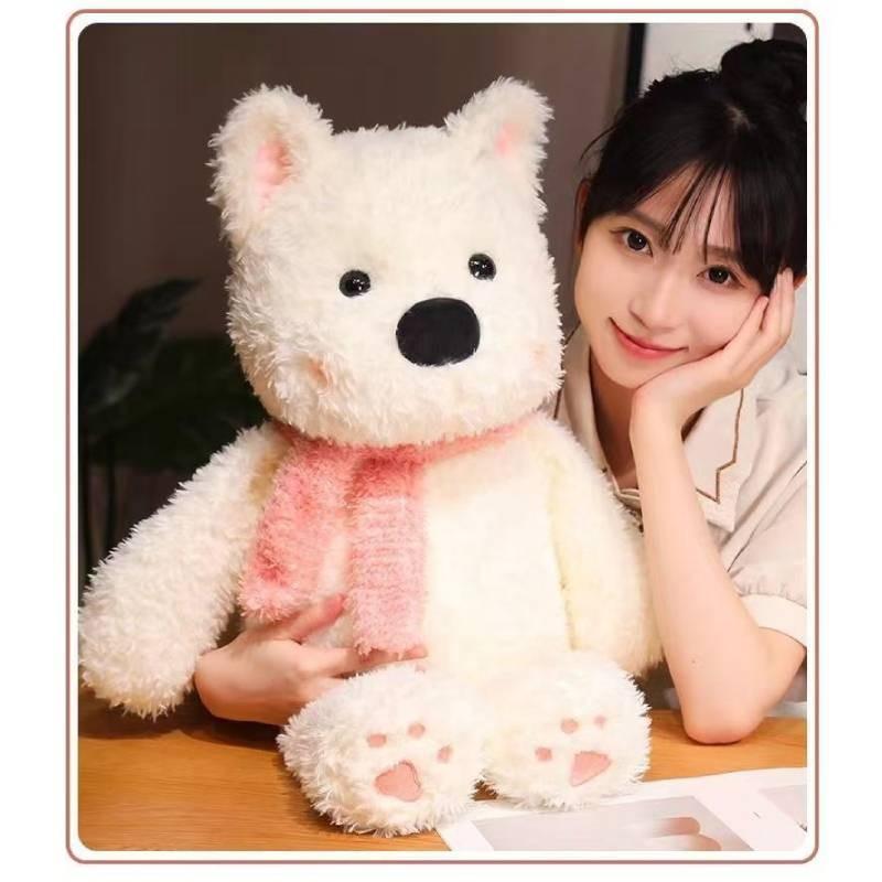 Highland White West Terrier With Scarf Plush Toy Stuffed Animal Doll Decoration