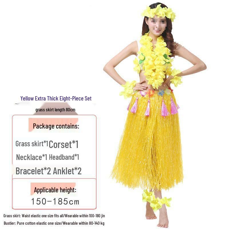 Colorful Hawaiian Hula Dance Costume Skirt Set for Role-Playing Activities