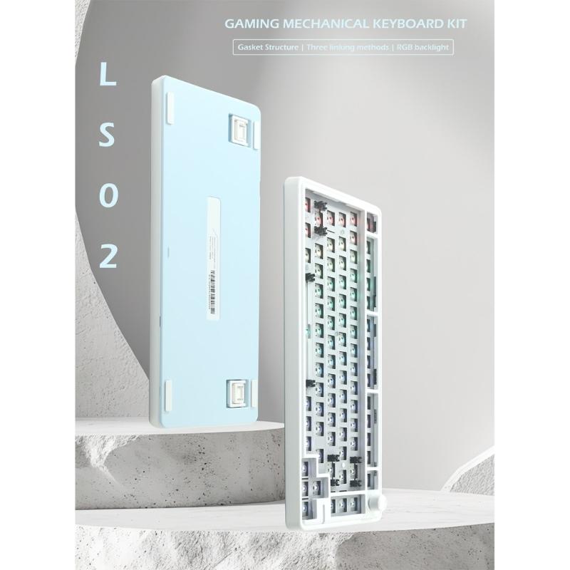 LS02 Mechanical Keyboard Kit Convenient Switches Replacement 3Modes BT5/2.4Ghz/UsbC Hot Swappable Backlights