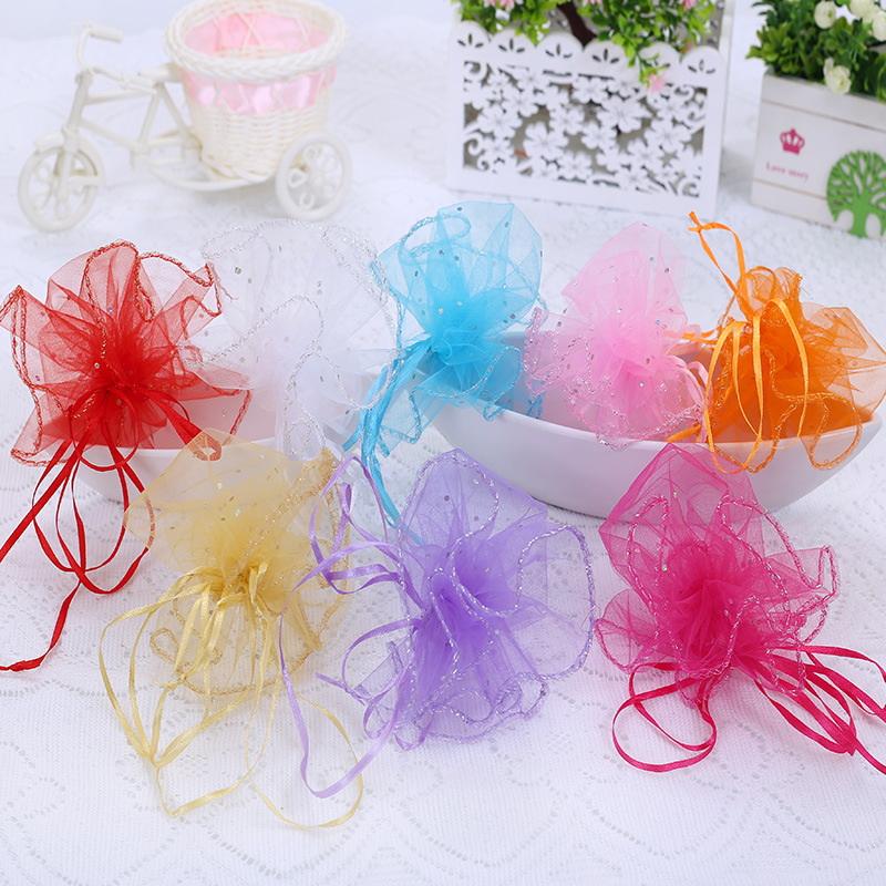 100 Pezzi 26cm Regali Sacchetto Rotondo in Organza Elemento in Garza Sacchetto Coulissato Sacchetti per Gioielli Bomboniere Matrimonio e Sacchetti per Festa di Matrimonio