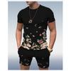 Modisches Resort-Style Herren T-Shirt Kurzarm Shorts Zweiteiliges Set Sommer 3D-Druck