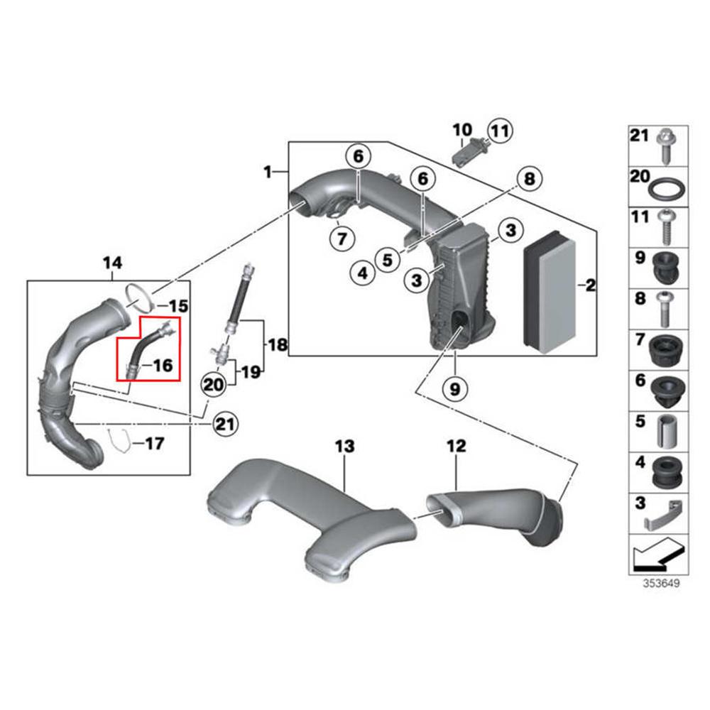 Cam Cover Air Filter Intake Breather Pipe For 3 SERIES E90/E91/E92/E93 2004-2013