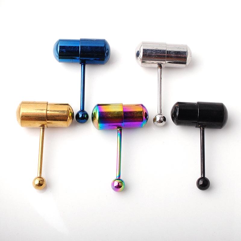 Vibrating Tongue Rings: Stylish Electroplated Stainless Steel Body Piercing Jewelry