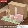 Zestaw 4/6 sztuk Tradycyjny falisty Zestaw Prezentowy Matcha Bambusowa Miotełka Matcha Łyżeczka Ceramiczna Miseczka Matcha Stojak na Miotełkę Japońskie Zestawy Naczyn do Herbaty