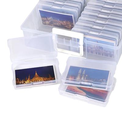Cutie de depozitare foto cu mâner, container de depozitare pentru organizator foto de 4" X 6" cu 16 carcase interioare și 1 coală de etichetă pentru imagini, arte