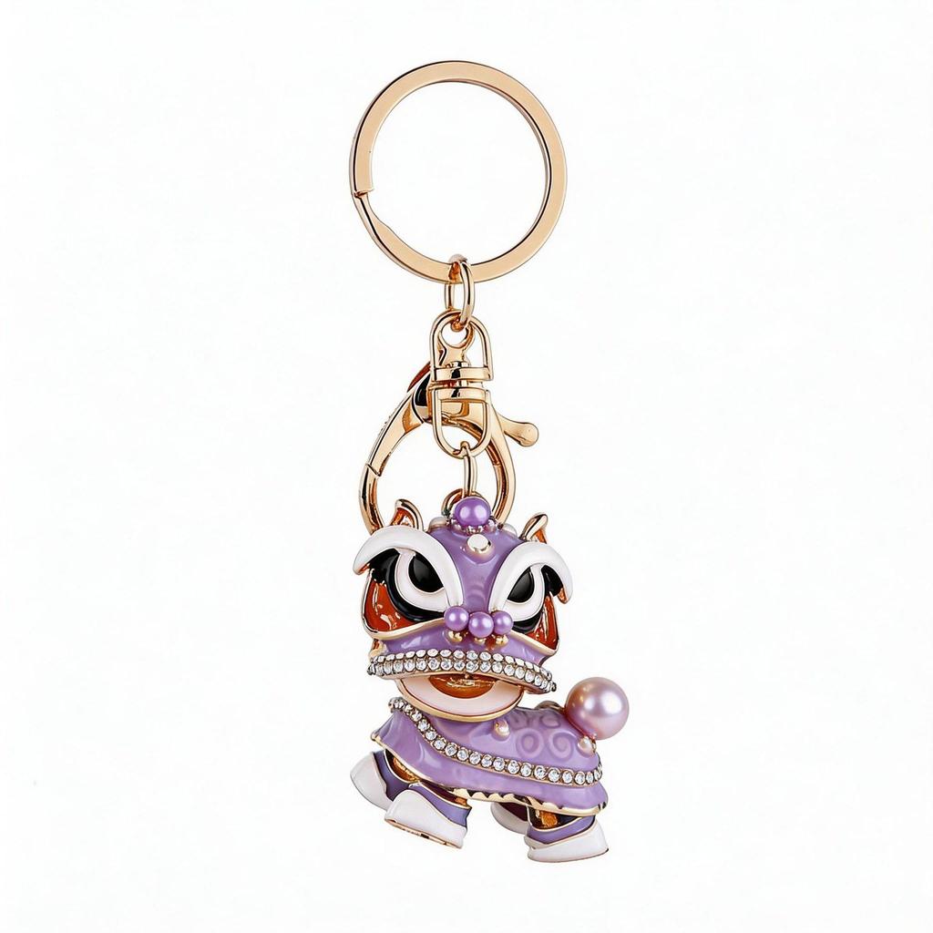 Chinese Lion Dance Keychain - Traditional Style Lion Charm