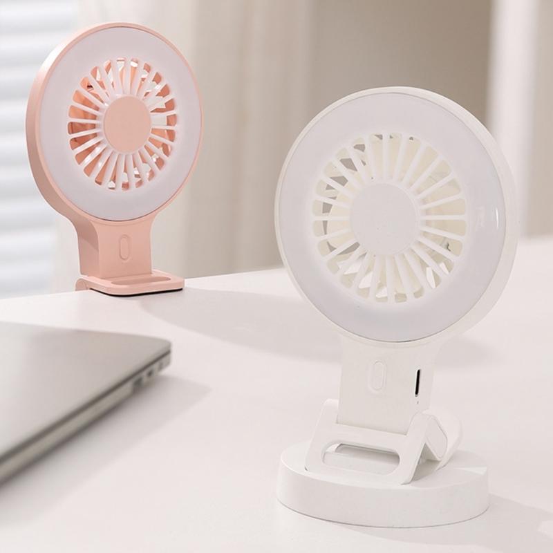 Portable USB Charging Desk Fan With Phone Holder And Three Speed Setting Suitable For Camping Photography Mobile Devices