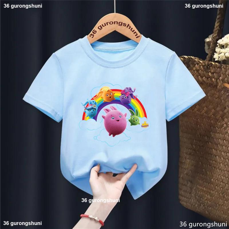 New Arrival Girls Tshirt Cute Sunny Bunnies Cartoon Print Kids T-Shirts Summer Funny Boys T Shirt Fashion Toddler Shirt Tops