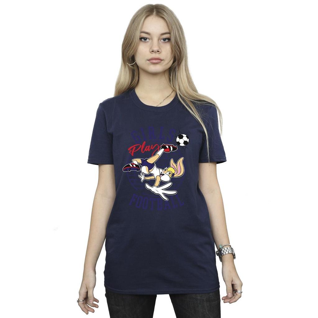 Looney Tunes Damen/Damen Lola Bunny Mädchen spielen Fußball Baumwolle Boyfriend T-Shirt