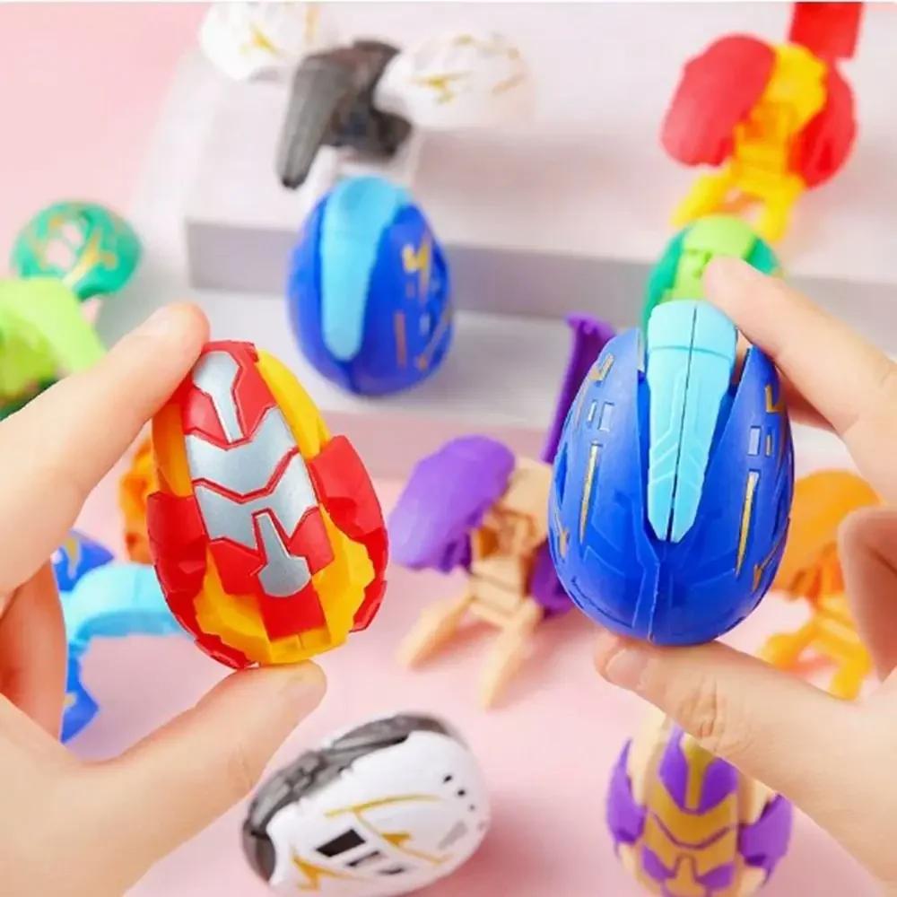 7pcs Plastic Dinosaur Transformed Egg Random Color Multistyles Simulation Dinosaur Egg Deformation Dinosaur Egg Novelty Gag Toys