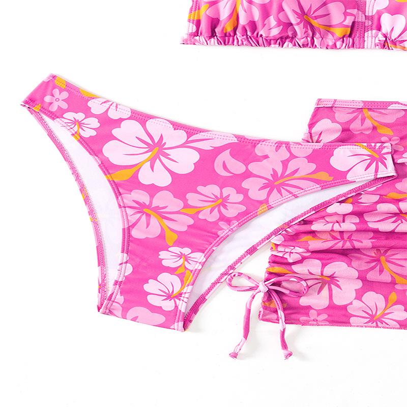 2025 Świeży trzyczęściowy kostium kąpielowy dla dziewcząt z motywem kwiatu wiśni