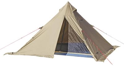 Stan CAPTAIN STAG Teepee Jednotyčový stan Recta pro 4 osoby 270 UV ochrana Hliníková tyč Water Pressure Fly 3000mm Ventilace Vybavená Khaki Trekker