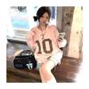 Ins Internet celebrity autumn new American retro design sweater sports style leopard print letter long sleeve T-shirt trend women