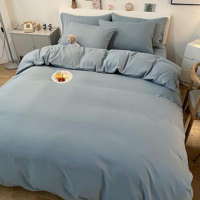 Japanese Solid Color Washed Cotton Bedding Set - Includes Duvet Cover, Fitted Sheet, and Optional Extra Piece for Dorms
