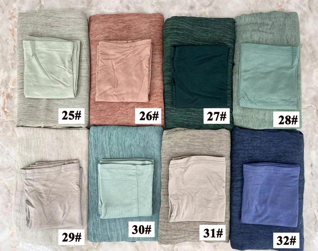 High-Texture Tie-Dye Rayon Headscarf Set: Soft, Wrinkled, Vintage-Style Muslim Shawl