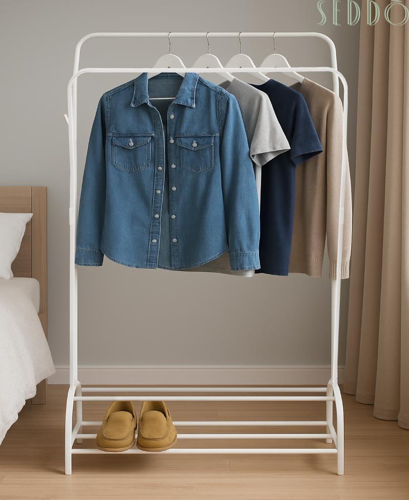 Shelf Metal Hanger Stable Durable Standing Hall Wardrobe