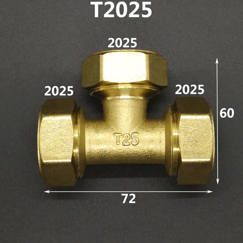 Brass Compression Tee Pex 1216/1418/1620/2026/2632 Pipe Fitting Equal Reduced Aluminum Plastic Pipe Fittings for Floor Heating