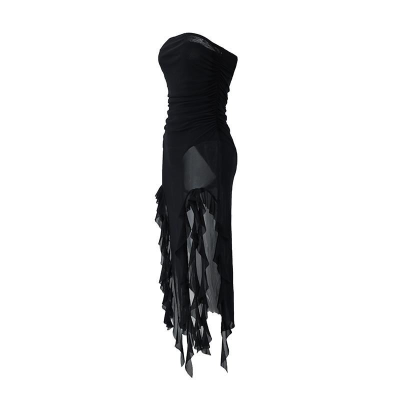 Sexy Sleeveless Bodycon Dress With Sheer Korean Mesh For Summer Casual Nightlife