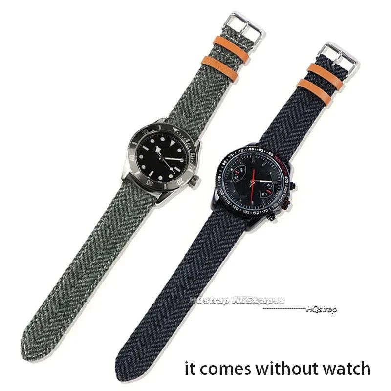 Retro Nylon Leather Wrist Strap for Seiko Watchband for Rolex Universal Bracelet Belt Men Women Quick Release Band Accessories