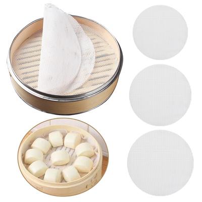 10pcs Silicone Steamer Mat Reusable Steamer Paper Liner Round Dim Sum Mesh Non-Stick Mesh Mat Pad for Buns Dumpling Baking Pastry