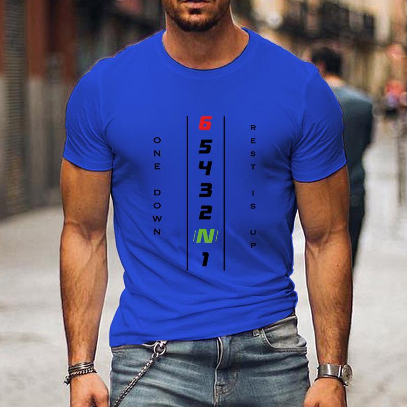 Motorcycle T-Shirt with Gear Shift Design 1N23456 Motorcycle Gear Shift Men T Shirts Short Sleeve O-neck Tops
