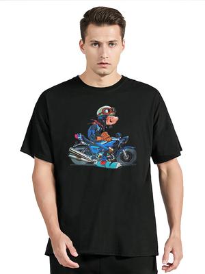 On Motercycle Fashion T-Shirt Gaston Lagaffe Comics Men Graphic Cotton Streetwear T Shirt Clothing Oversized Tshirt Tops Tees
