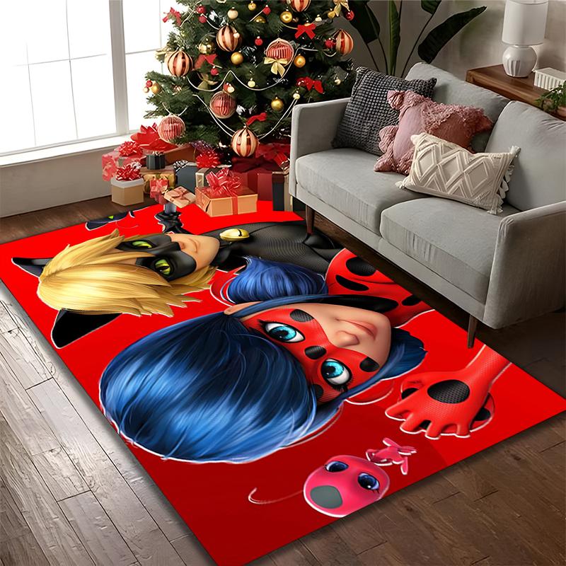 1pc Digital Printed Chair Rug for Home Office Use, Ladybug Carpet Appropriate for All Seasons, Soft Area Carpet