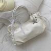 Brand Bow Lace Tote Bag Women Large Capacity Star Charm Handbag Soft Leather Drawstring Shoulder Bag Korean Commut Bucket Bag
