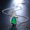 Zhenrong Silver Necklace with Green Chalcedony Pendant - Korean Style Jewelry, Fashionable and Simple Design