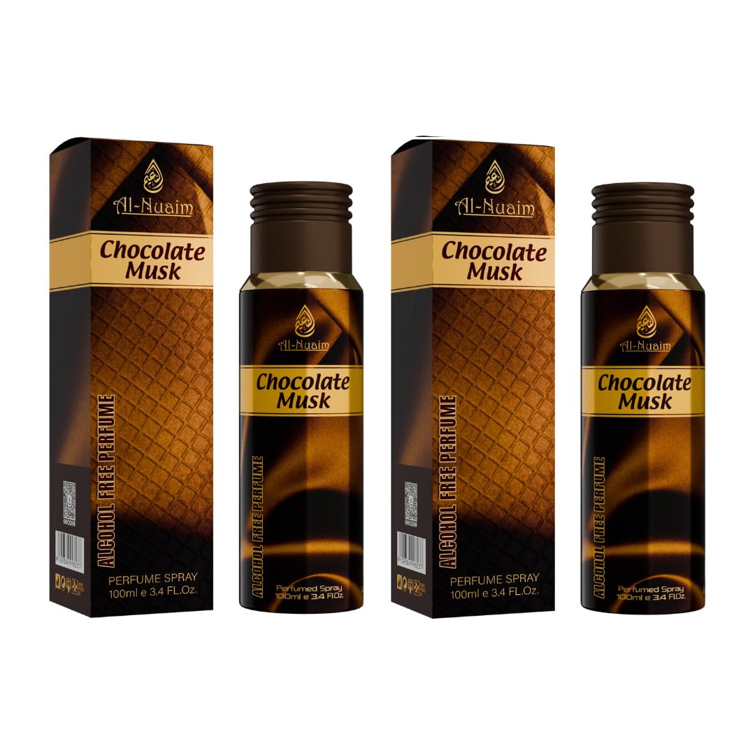AL-NUAIM 100ML CHOCOLATE MUSK PERFUME SPRAY FREE FROM ALCOHOL Pack of 2