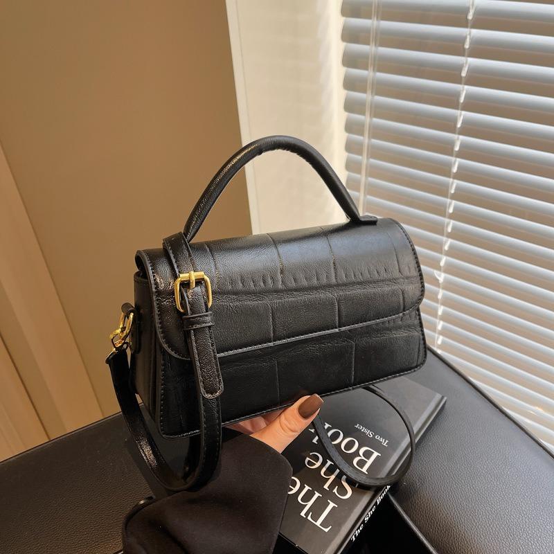 Retro enkel bärbar liten fyrkantig väska dam ny höst och vinter mångsidig avslappnad axelremsväska pendlarväska