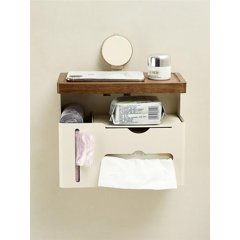 Handun Walnut Wall-Mounted Double Layer Tissue Holder
