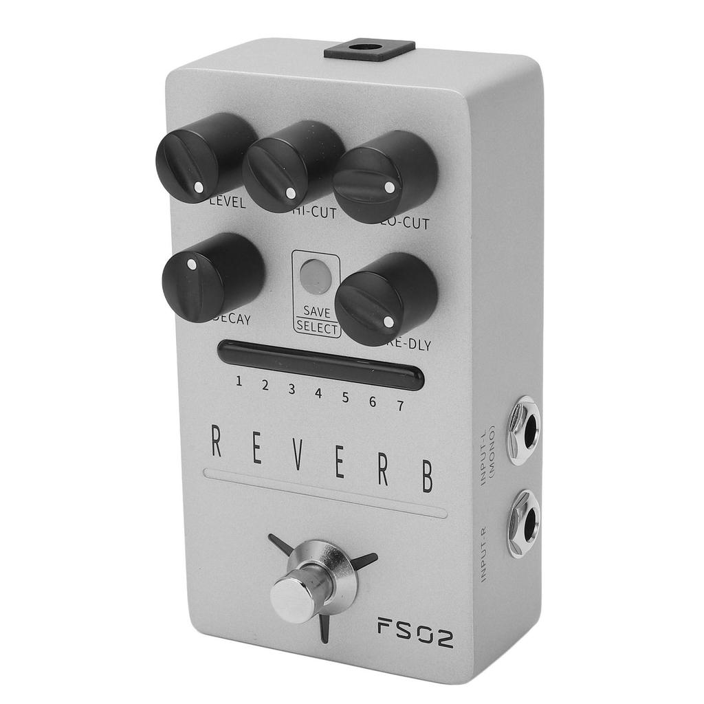 Silver Electric Guitar Effect Pedal Stereophonic 7 Classic Reverberation End Toning Hold Guitar Effect Pedal DC9V