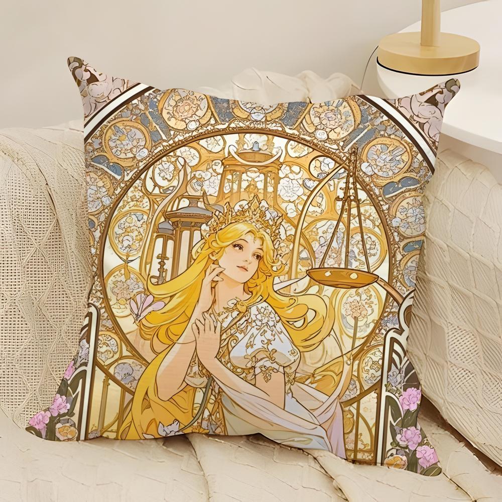 Art AAlphonse MMucha Master Pillow Case Natural Linen DoubleSided Printing Sofa Home Decor Cushion Cover