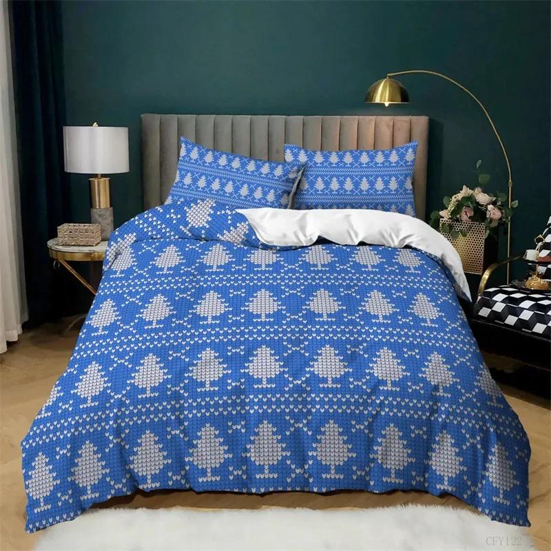 Christmas Deer Duvet Cover Santa Claus Bedding Set Full Queen For Boys Girls Gifts Microfiber Comforter Cover With Pillowcases