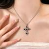 Gothic Cross Pendant Necklace with Unique Design, Y2K Subculture Style Clavicle Chain