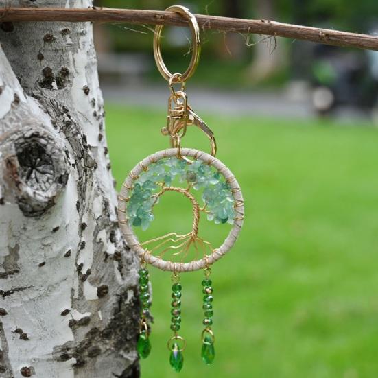 Car Pendant Natural Stone Tree Metal Wire Key Design Durable Chain Car Accessory Bags Backpack Decoration