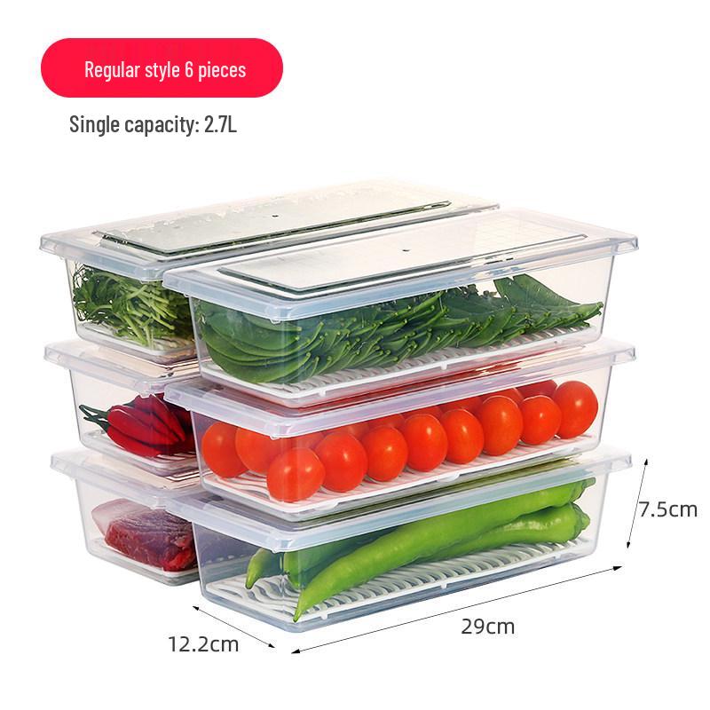Plastic Japanese-Style Fresh-Keeping Box with Lid for Refrigerator Storage