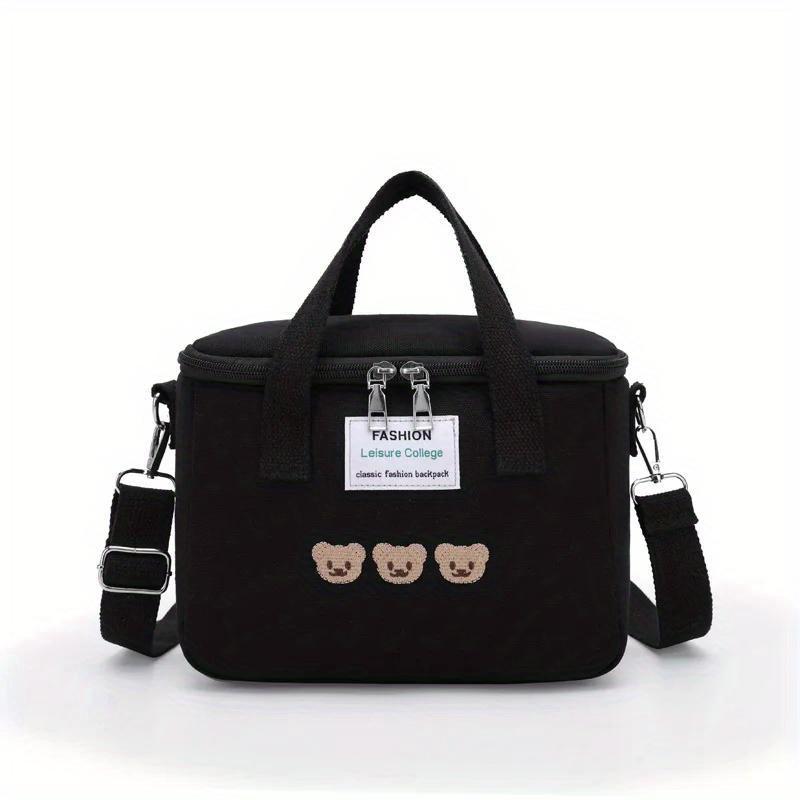 Roztomilá taška na oběd s medvídkem, izolovaná plátěná chladicí kabelka, hliníková fólie, termobox na jídlo, rodinný piknik, nádoba na večeři