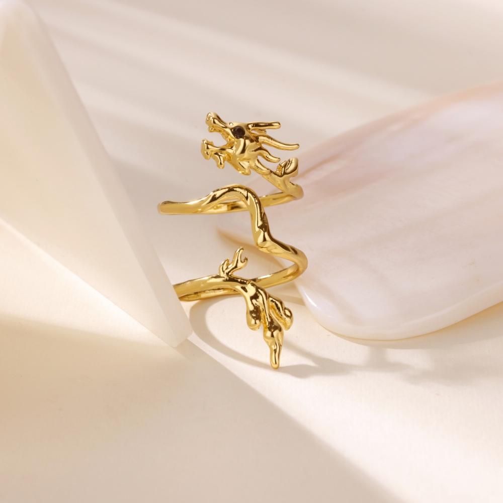 Vintage Dragon Rings For Women Gold Color Punk Opening Adjustable Dragon Ring Hip Hop Jewelry Accessories Gifts