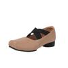 New Year's New Crossed Ballet Sneakers with Square Toe Pleated Retro Style Single Shoes Thick Heels Mary Jane Women's Shoes