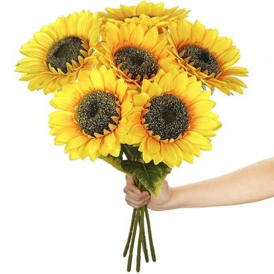 1/3/5pc Girassol Flores Artificiais Buquê Realista Jardim Ao Ar Livre Decoração de Outono Arranjo Floral Casa Decoração de Casamento