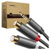 Ugreen Av109 Przewód Męski 3,5Mm Jack Do 2X Żeński Rca (Cinch) 0.25M (Czarny)