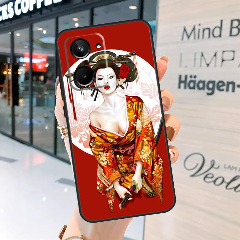 Japanese Geisha Case For Realme 15 13 12 10 11 14 Pro Plus GT6 GT7 C15 C35 C53 C55 C61 C63 C65 C67 C71 C75