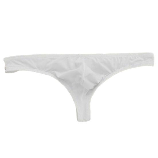 Men Briefs Elastic Solid Color T-shaped Thong Ice Silk Low Waist Quick Dry